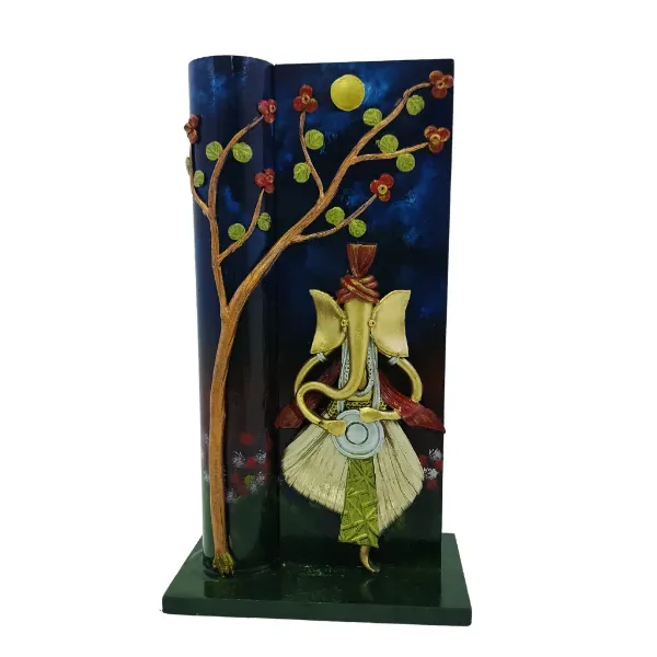 Ganesha Playing Dhol Under tree - Flower Vase