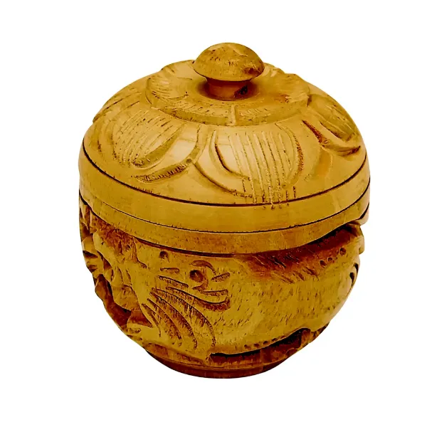 2 inch Sindur Box - wood carving 